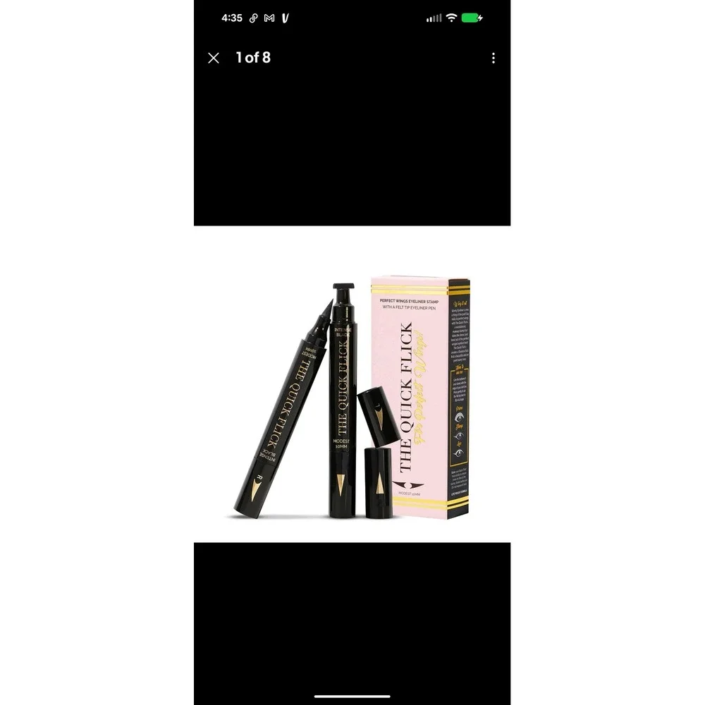 NIB The Quick Flick Winged Eyeliner Stamp Modest 10mm Intense Black Duo Set